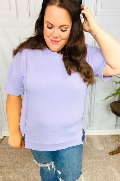 Haptics Perfectly Poised Lilac Cut Edge French Terry Top