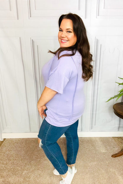 Haptics Perfectly Poised Lilac Cut Edge French Terry Top