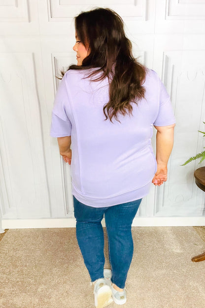 Haptics Perfectly Poised Lilac Cut Edge French Terry Top