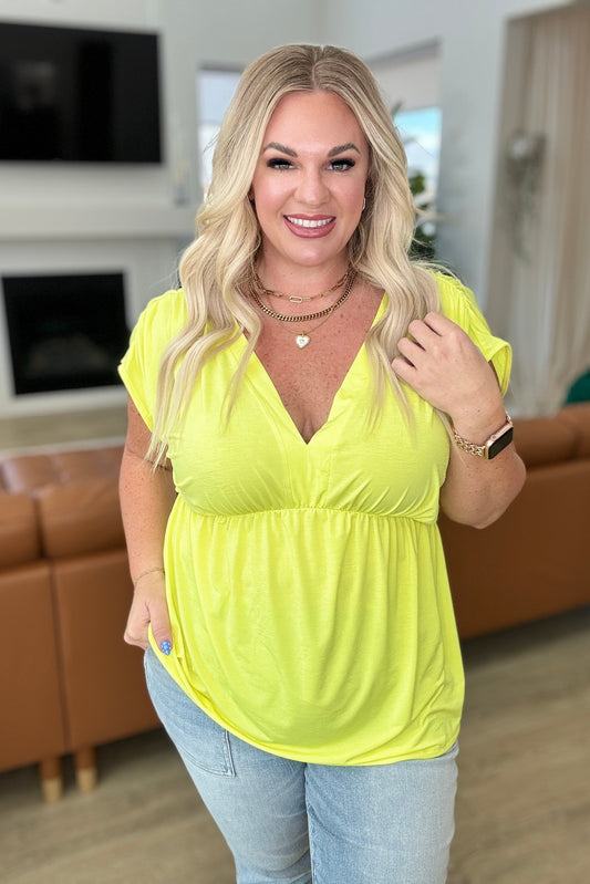 Rhea Peplum Top in Neon Yellow Ave Shops