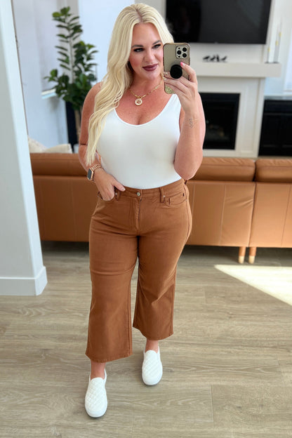 Briar High Rise Control Top Wide Leg Crop Jeans in Camel Ave Shops