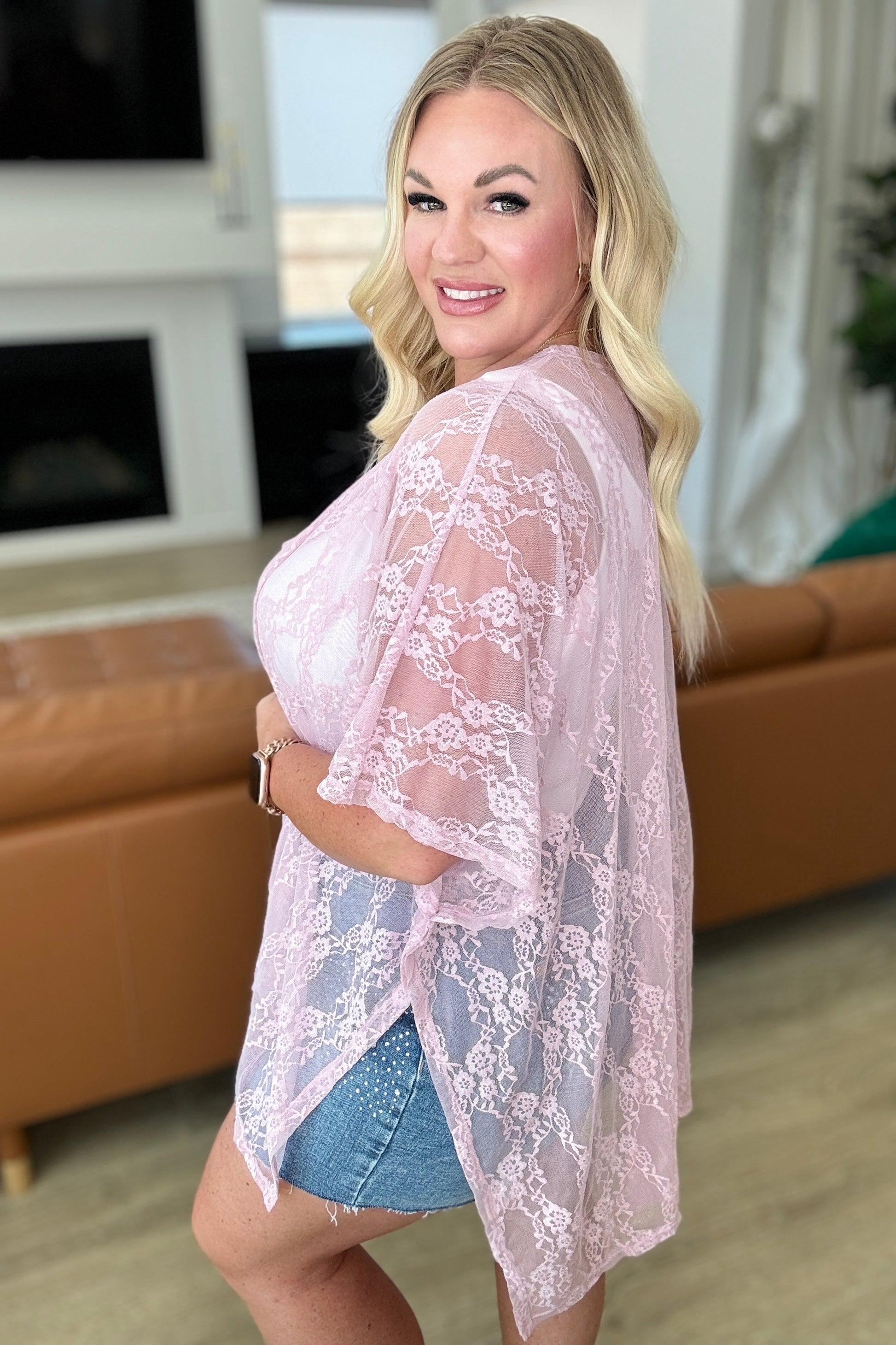 Good Days Ahead Lace Kimono In Mauve Ave Shops