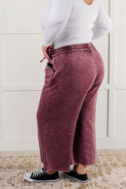 In or Out Wide Leg Cropped Pants in Eggplant Ave Shops