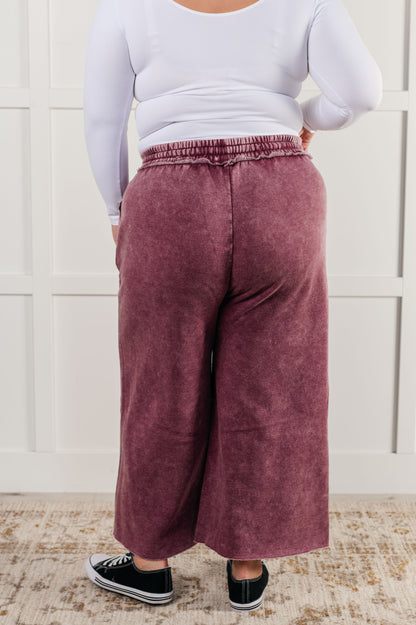 In or Out Wide Leg Cropped Pants in Eggplant Ave Shops