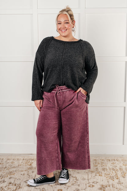 In or Out Wide Leg Cropped Pants in Eggplant Ave Shops