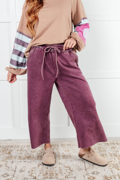 In or Out Wide Leg Cropped Pants in Eggplant Ave Shops