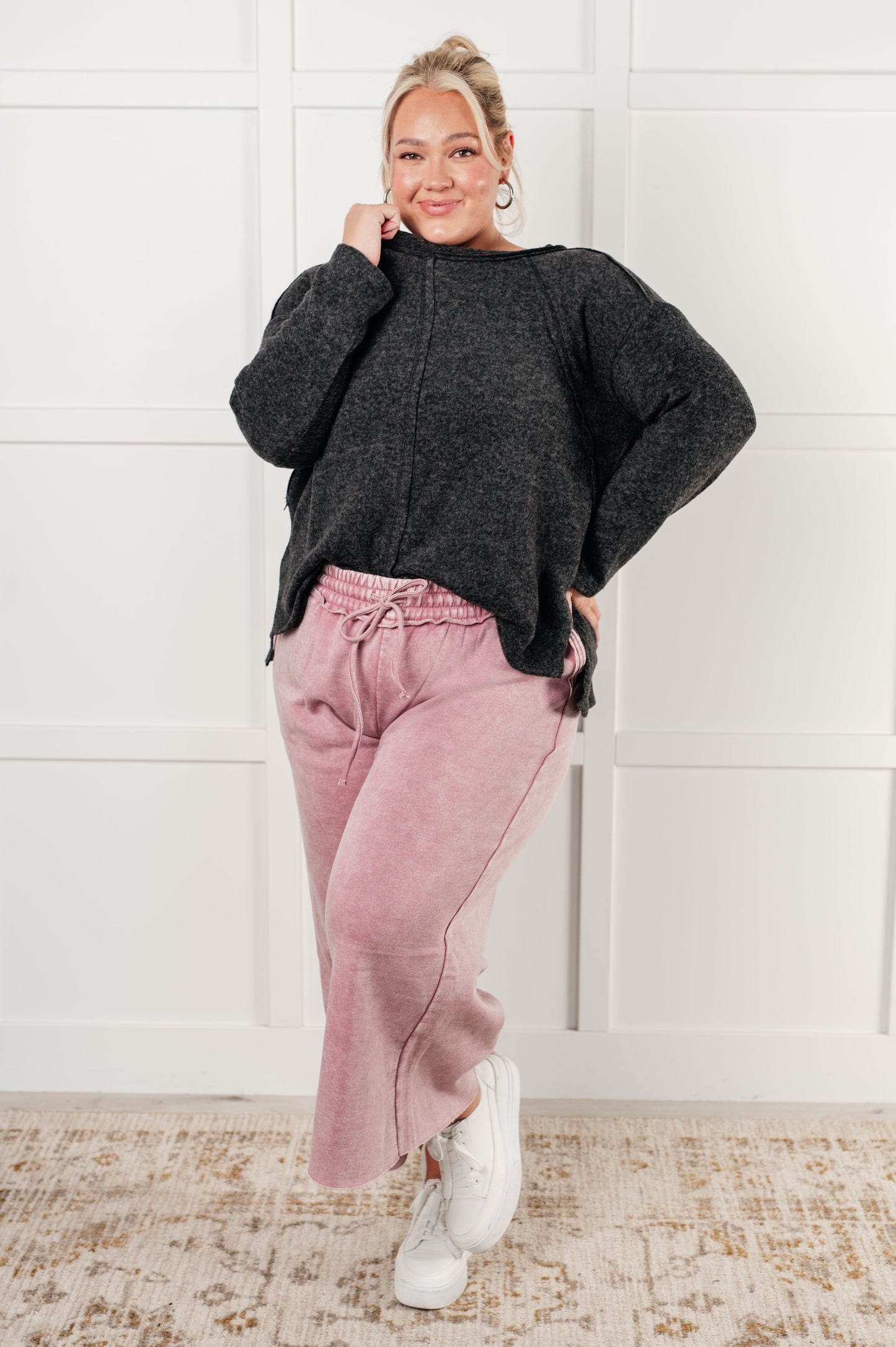 In or Out Wide Leg Cropped Pants in Light Rose Ave Shops