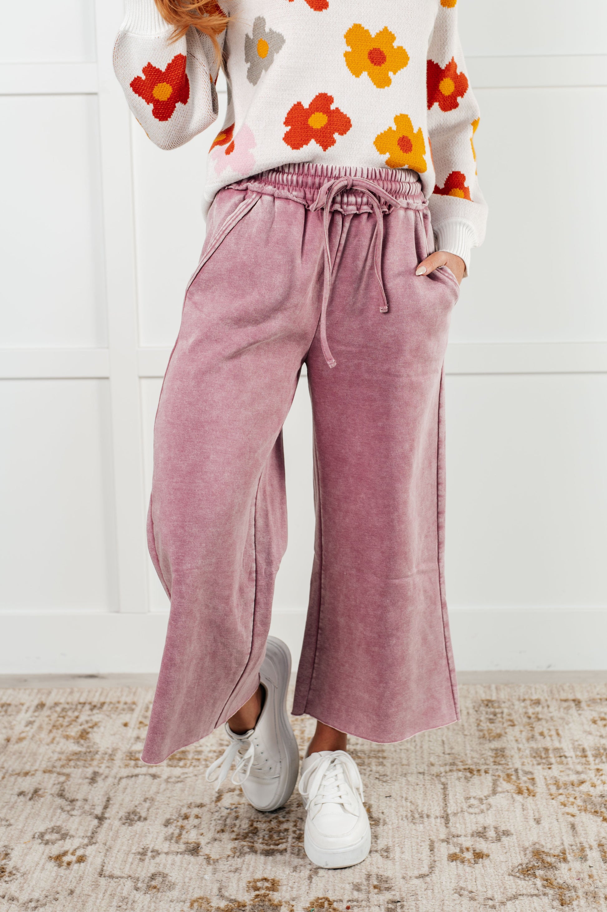 In or Out Wide Leg Cropped Pants in Light Rose Ave Shops