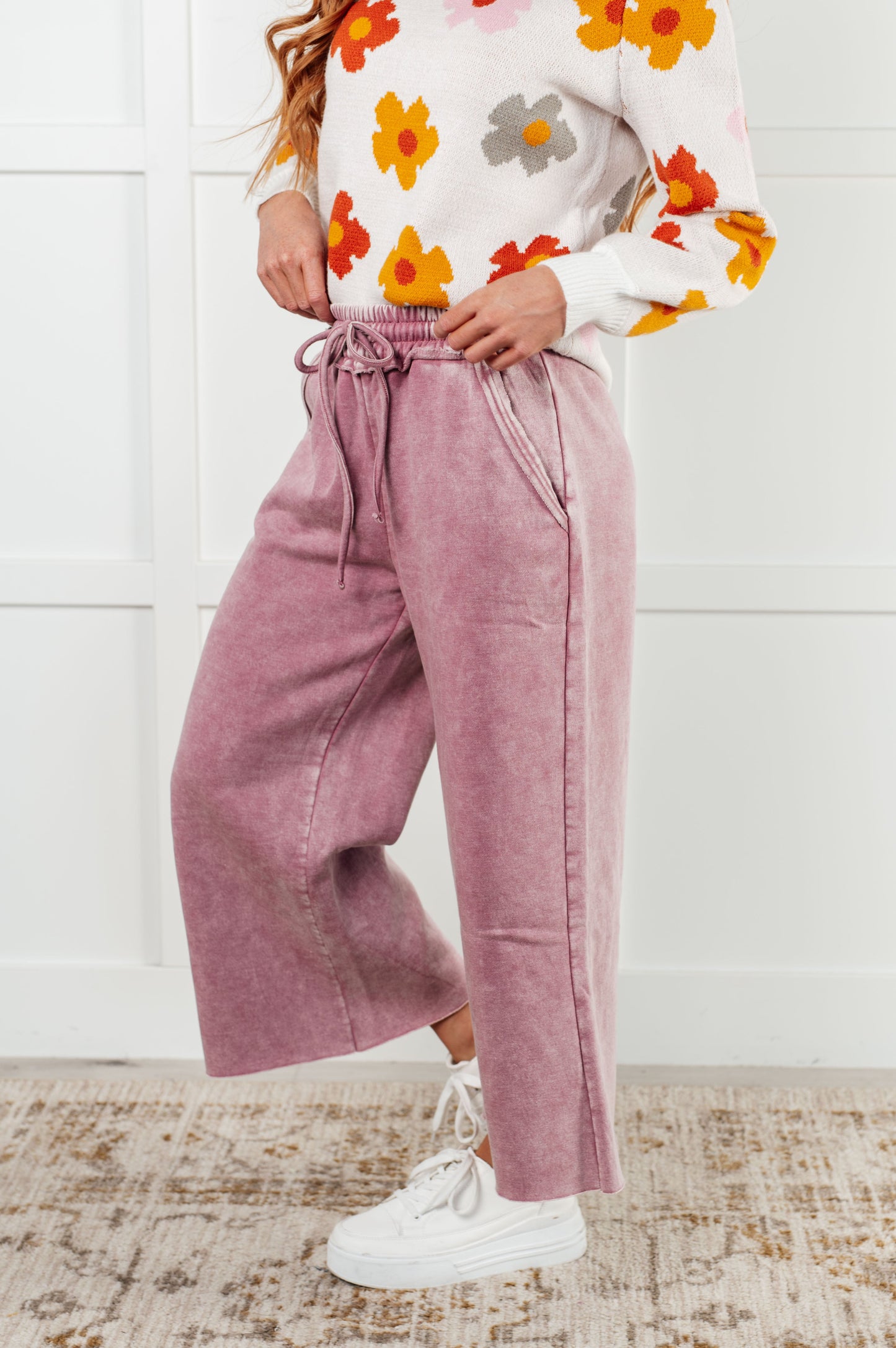 In or Out Wide Leg Cropped Pants in Light Rose Ave Shops