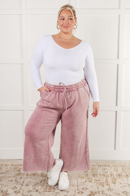 In or Out Wide Leg Cropped Pants in Light Rose Ave Shops