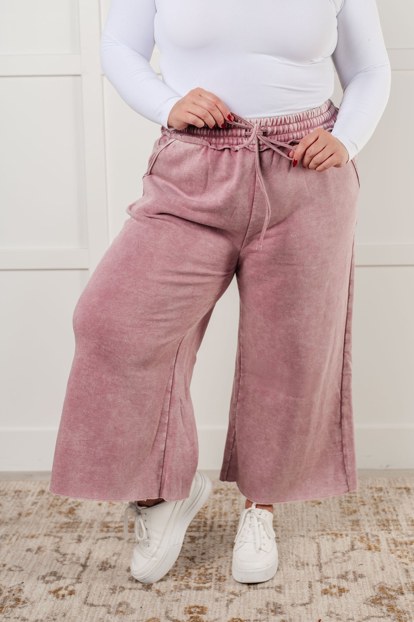 In or Out Wide Leg Cropped Pants in Light Rose Ave Shops