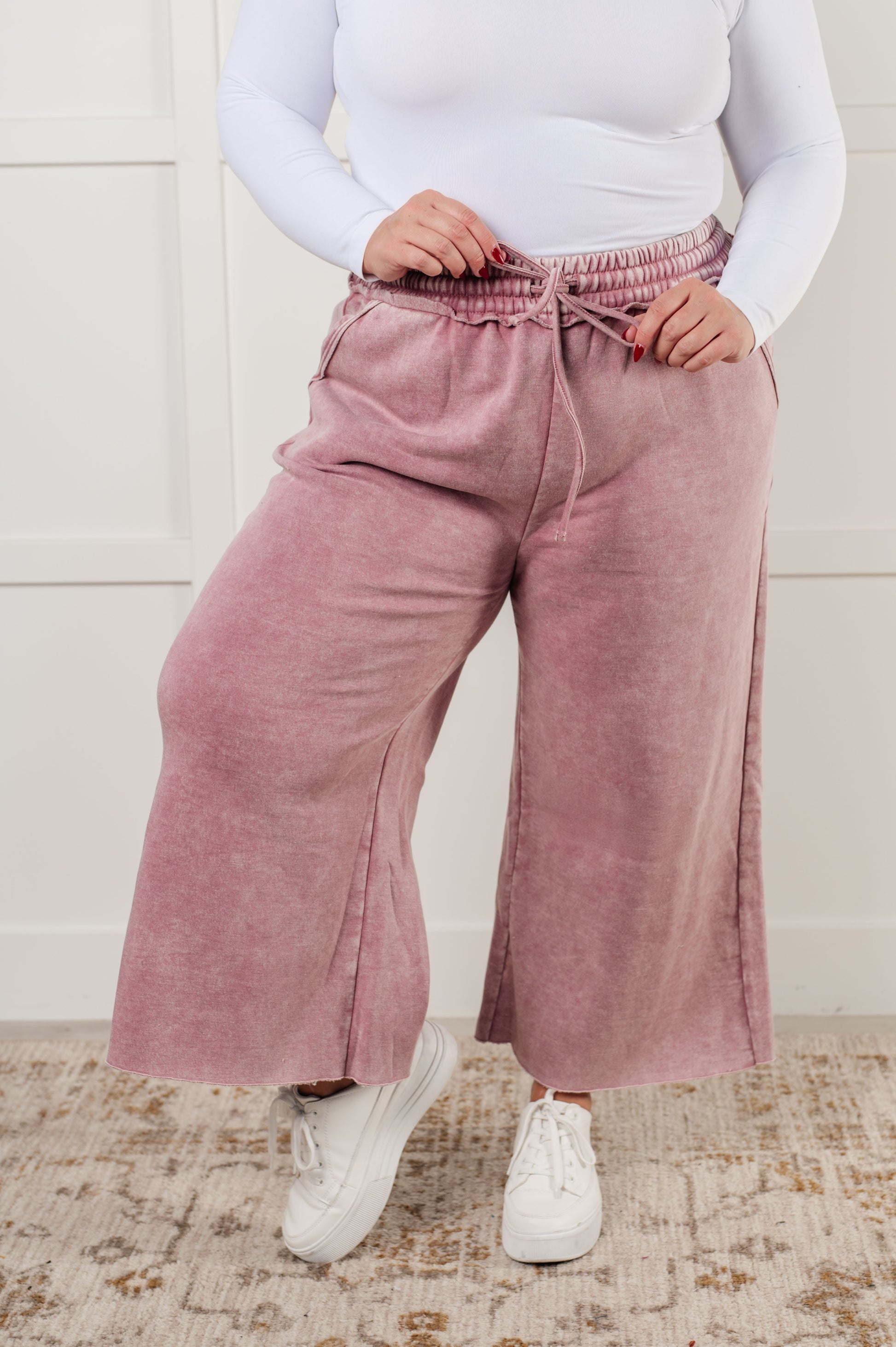 In or Out Wide Leg Cropped Pants in Light Rose Ave Shops