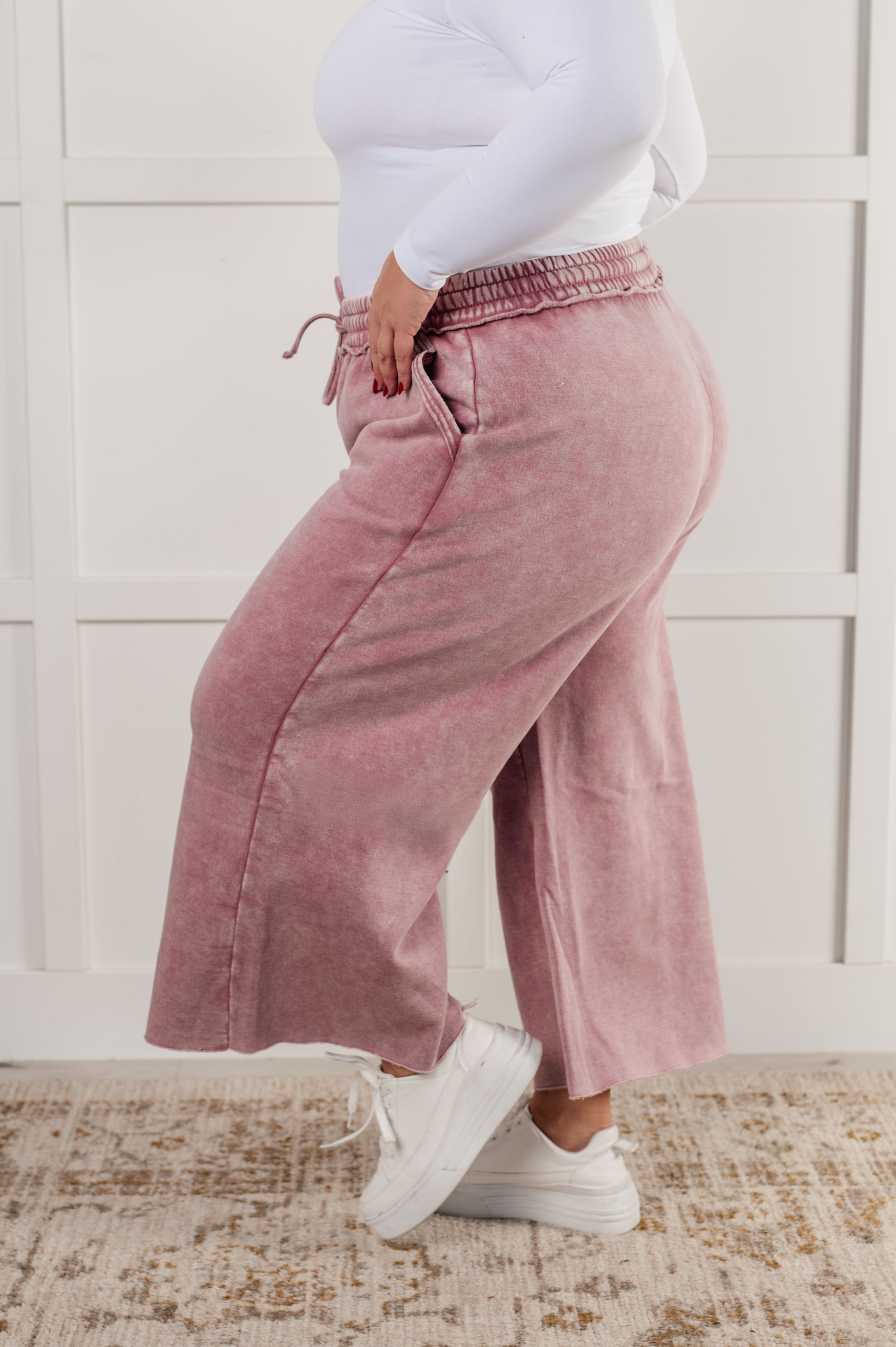 In or Out Wide Leg Cropped Pants in Light Rose Ave Shops