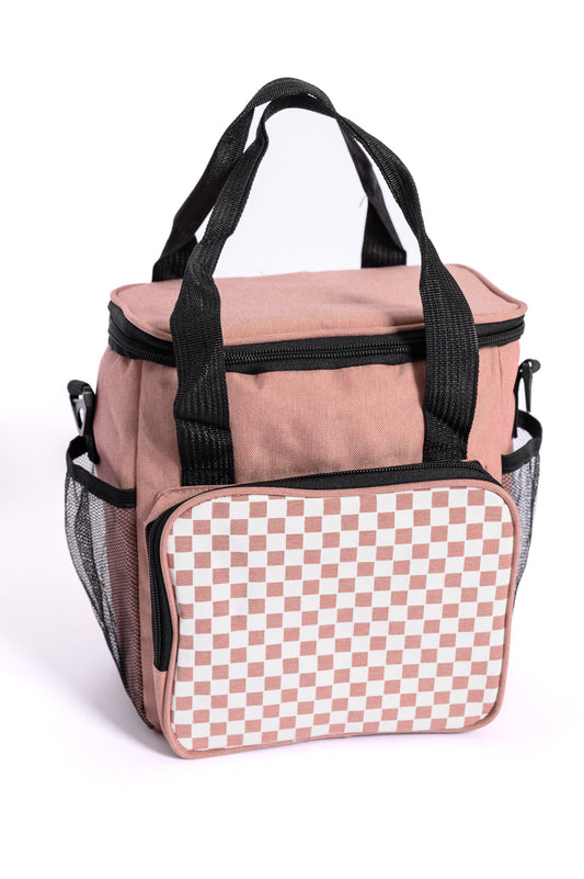 Insulated Checked Tote in Pink Ave Shops