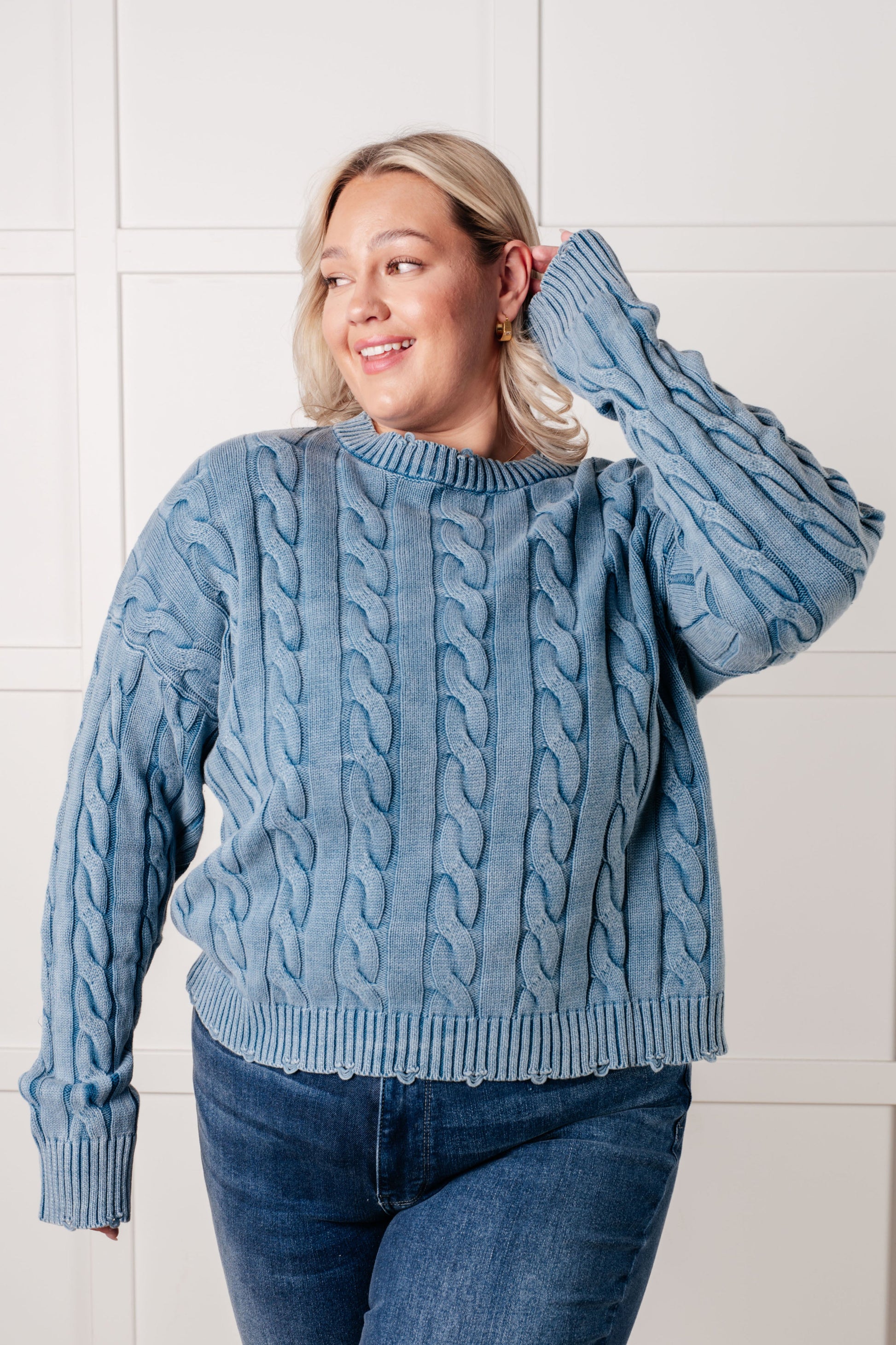 In the Right Direction Cable Knit Sweater Ave Shops