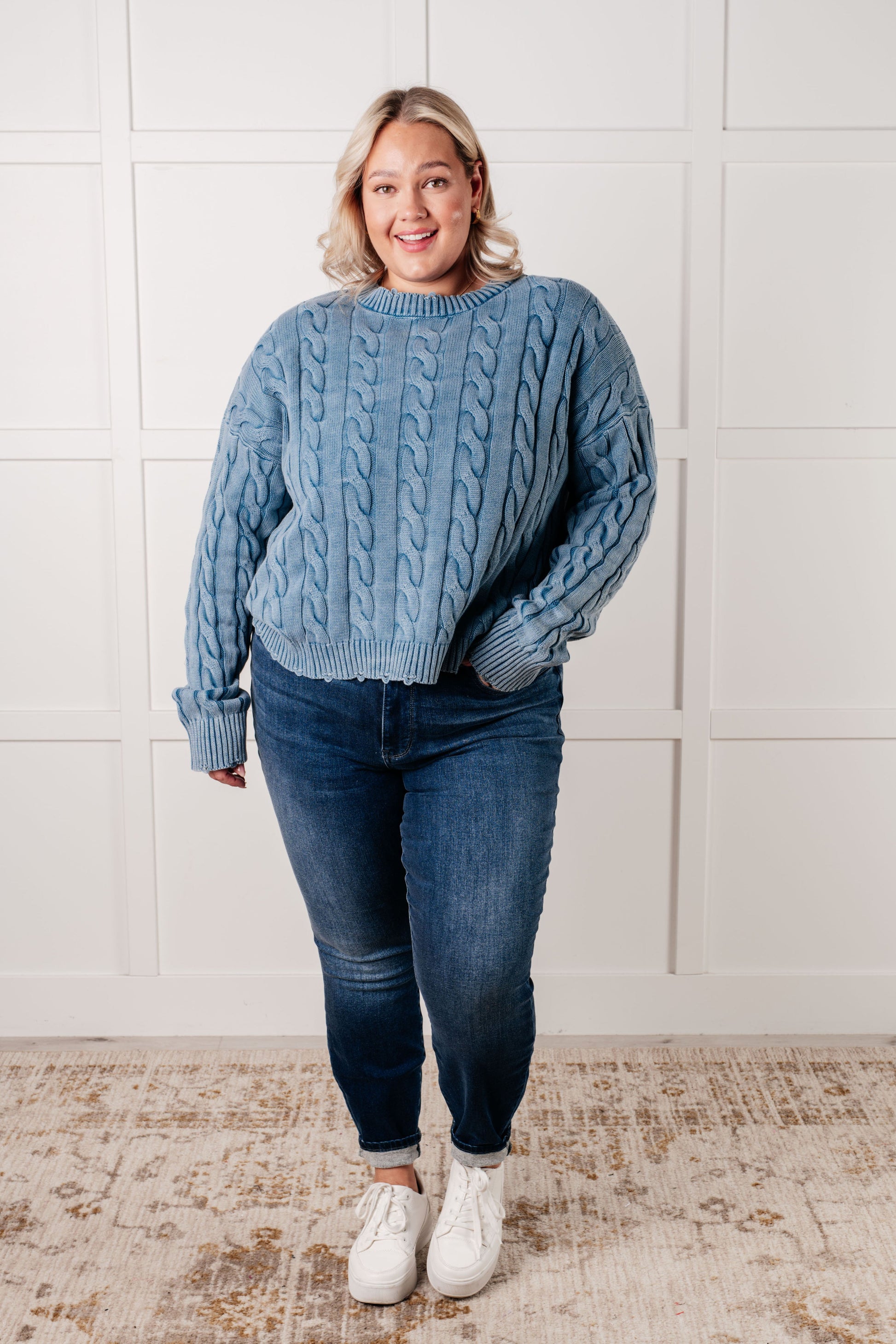 In the Right Direction Cable Knit Sweater Ave Shops