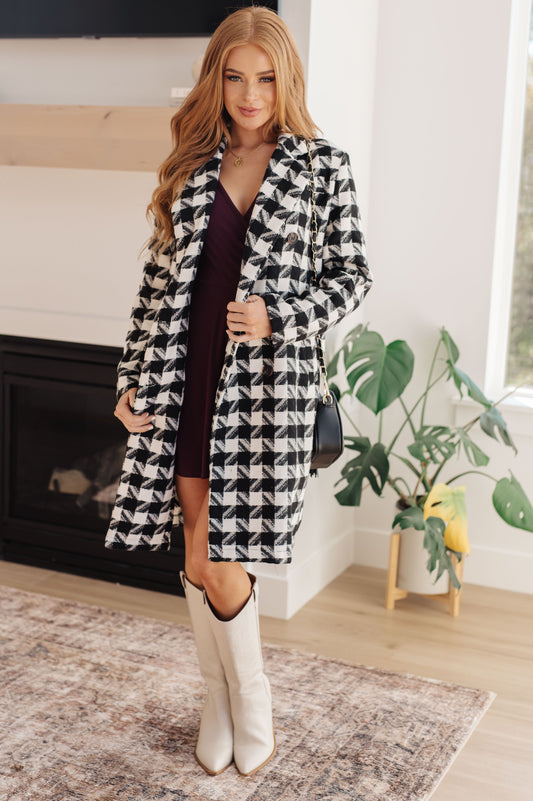 Monochromatic Moment Houndstooth Coat Ave Shops