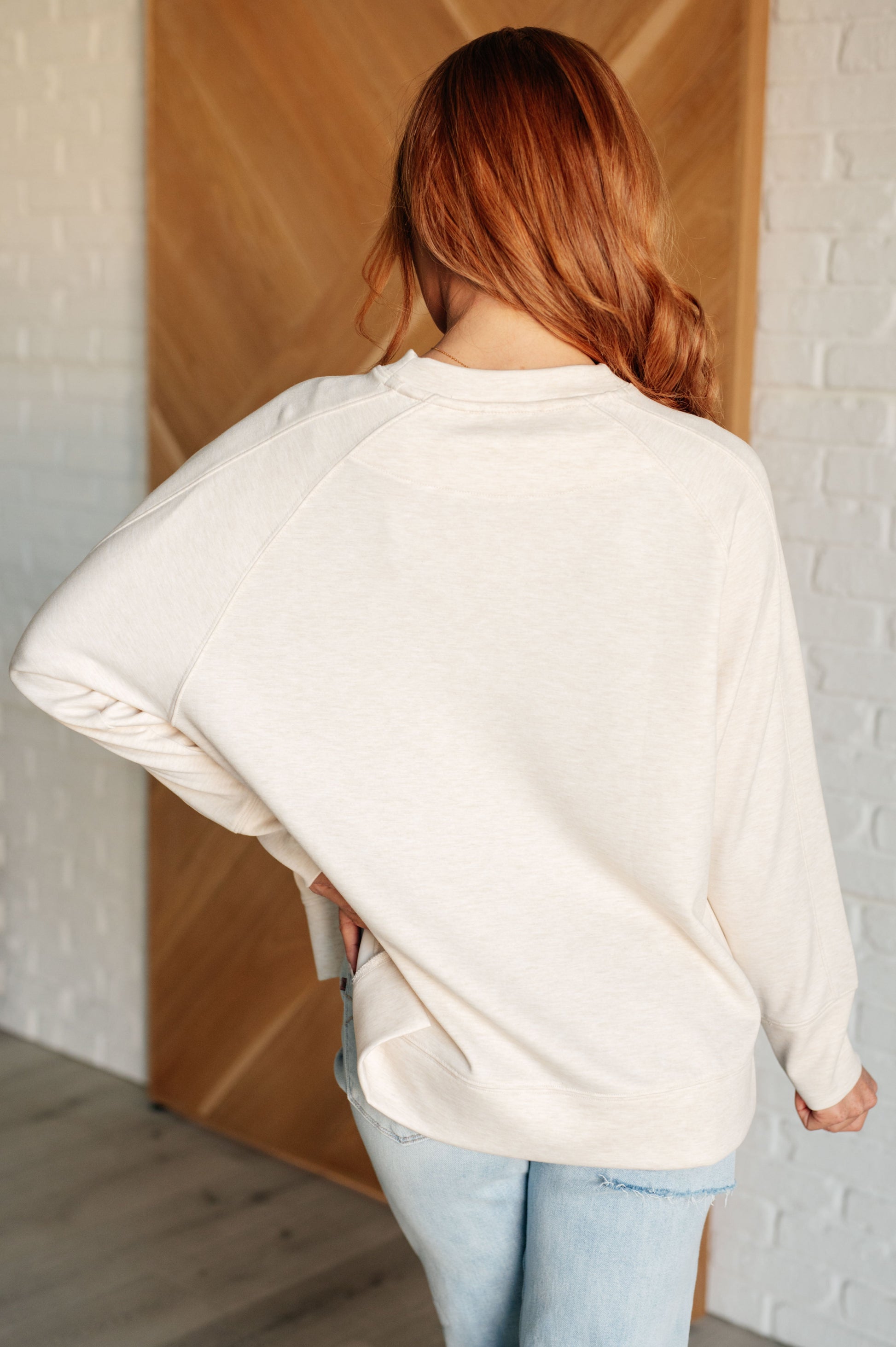 It's The Little Things Relaxed Scuba Pullover in Beige Ave Shops