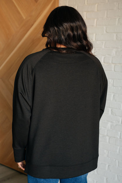 It's The Little Things Relaxed Scuba Pullover in Black Ave Shops