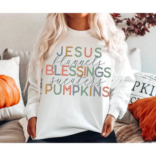 JESUS BLESSINGS AND PUMPKINS Sweatshirt Gabreila Wholesale