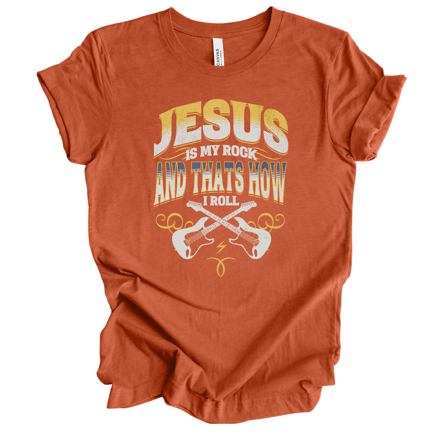 Jesus is my rock and that’s how I roll graphic tee