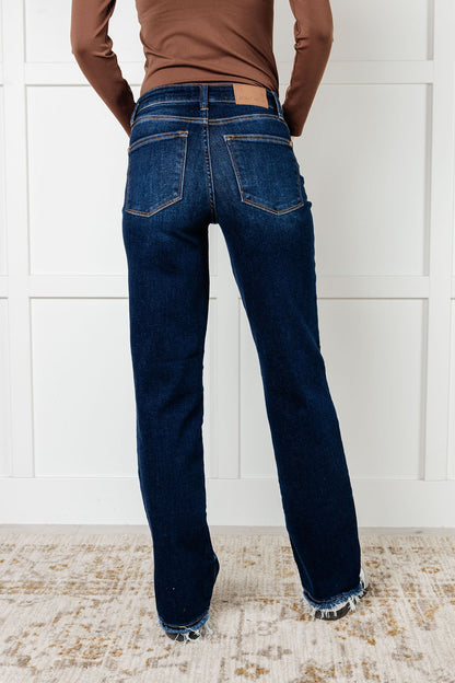 Jacqueline Mid Rise Frayed Hem Straight Leg Jean Ave Shops