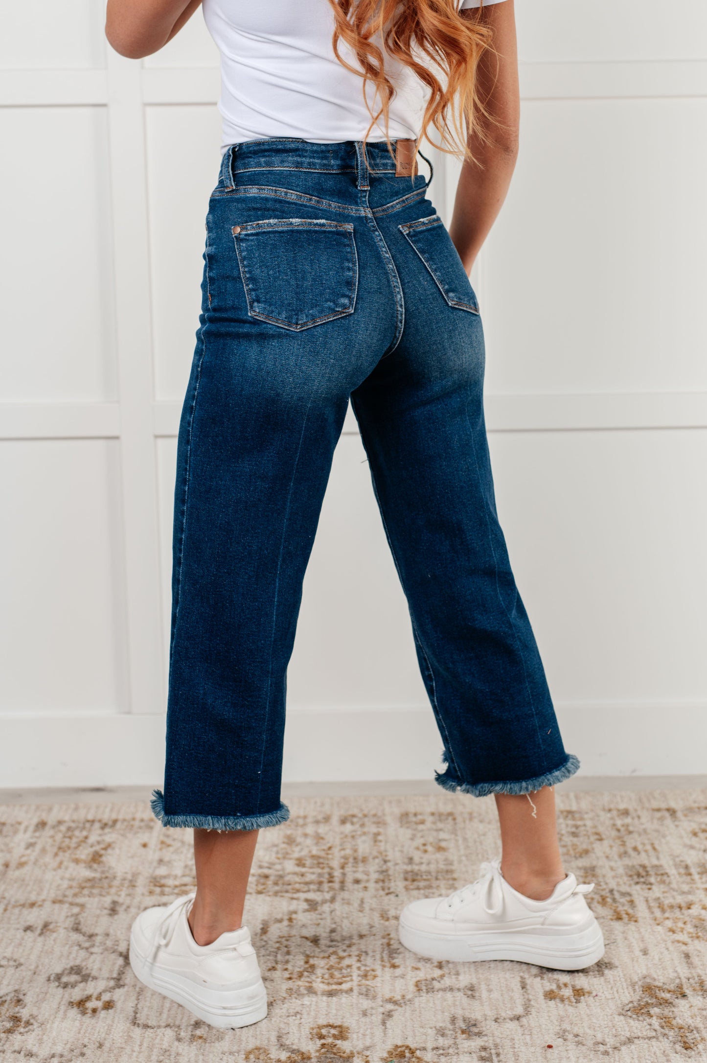 Janice High Rise Button Fly Wide Leg Crop Jeans Ave Shops