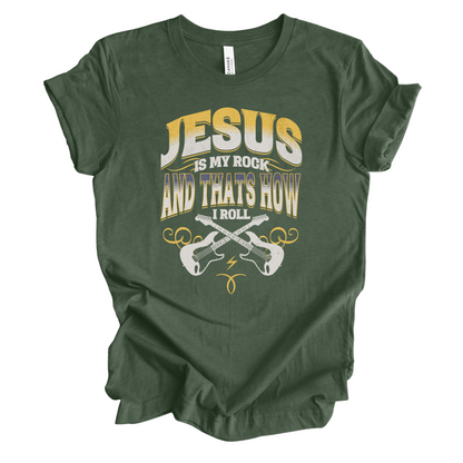 Jesus is my rock and that’s how I roll graphic tee