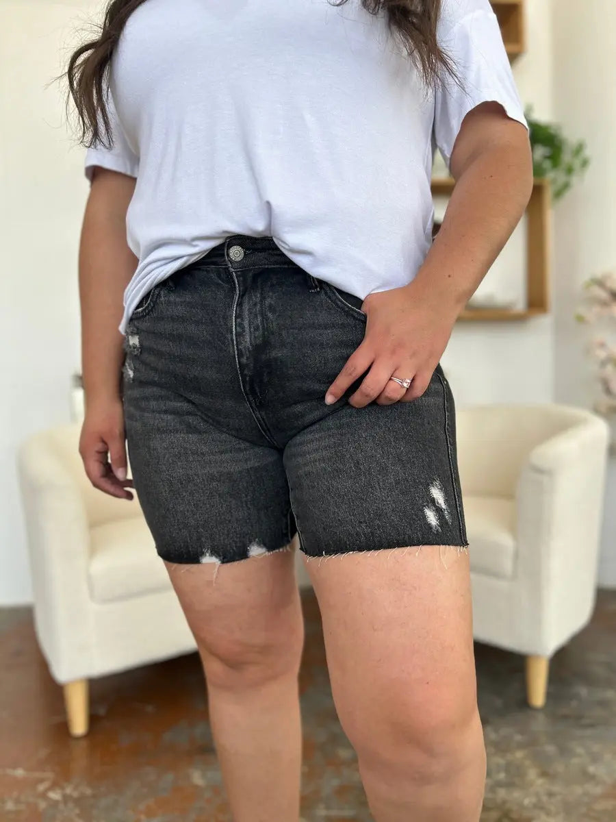 Judy Blue Full Size High Waist Rigid Magic Denim Shorts Trendsi