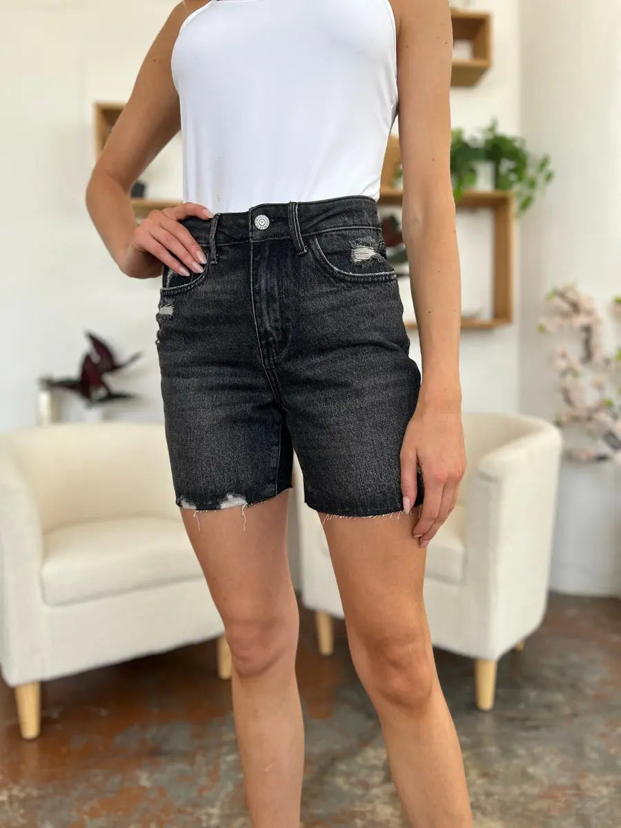 Judy Blue Full Size High Waist Rigid Magic Denim Shorts Trendsi