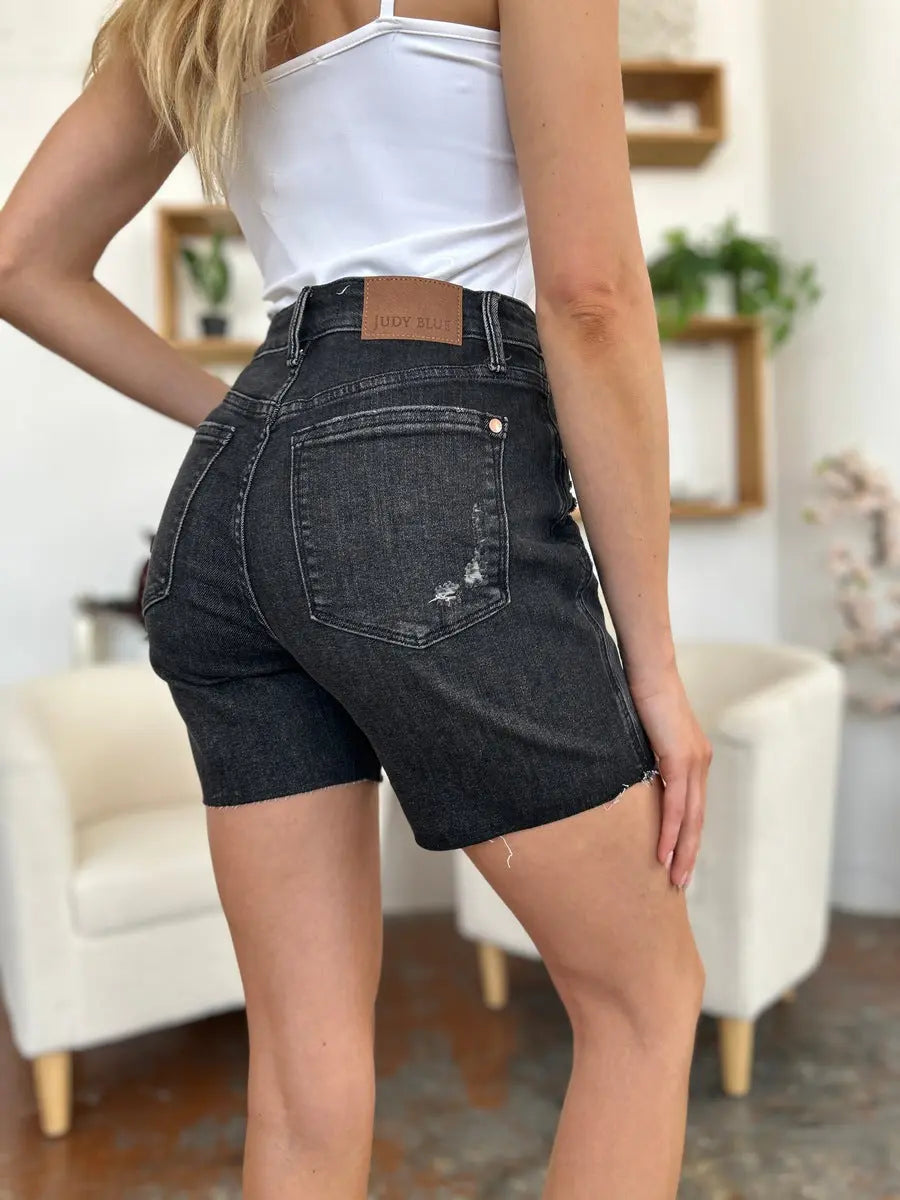 Judy Blue Full Size High Waist Rigid Magic Denim Shorts Trendsi