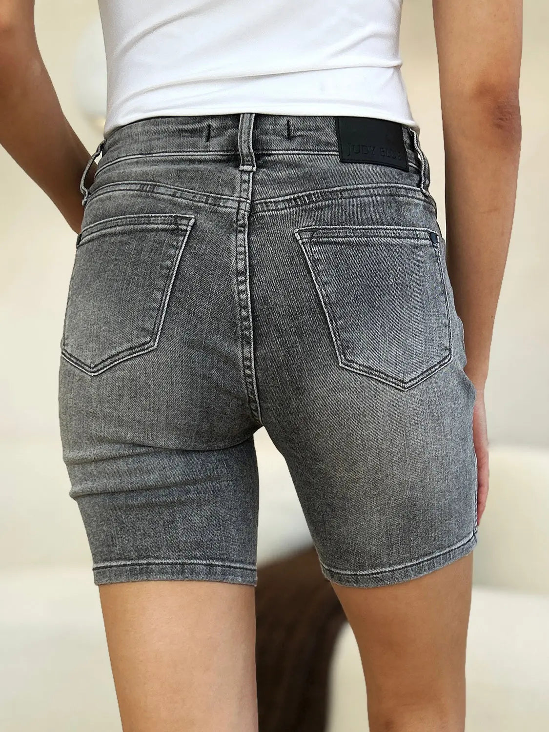 Judy Blue Full Size High Waist Washed Denim Shorts Trendsi