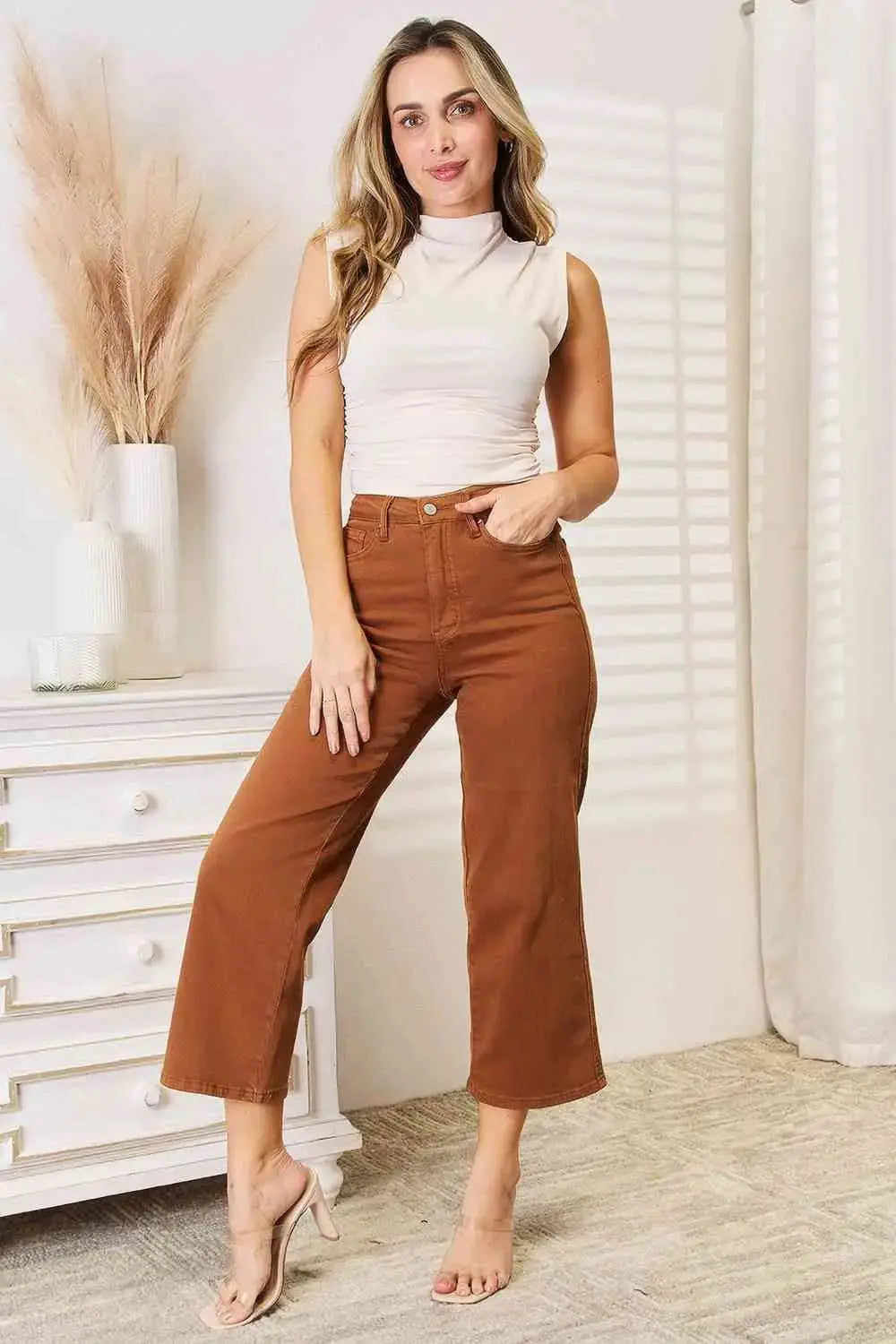 Judy Blue Full Size Straight Leg Cropped Jeans - The Magnolia Cottage Boutique