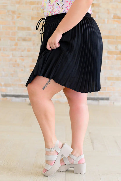 Just a Flirt Pleated Skirt in Black Ave Shops