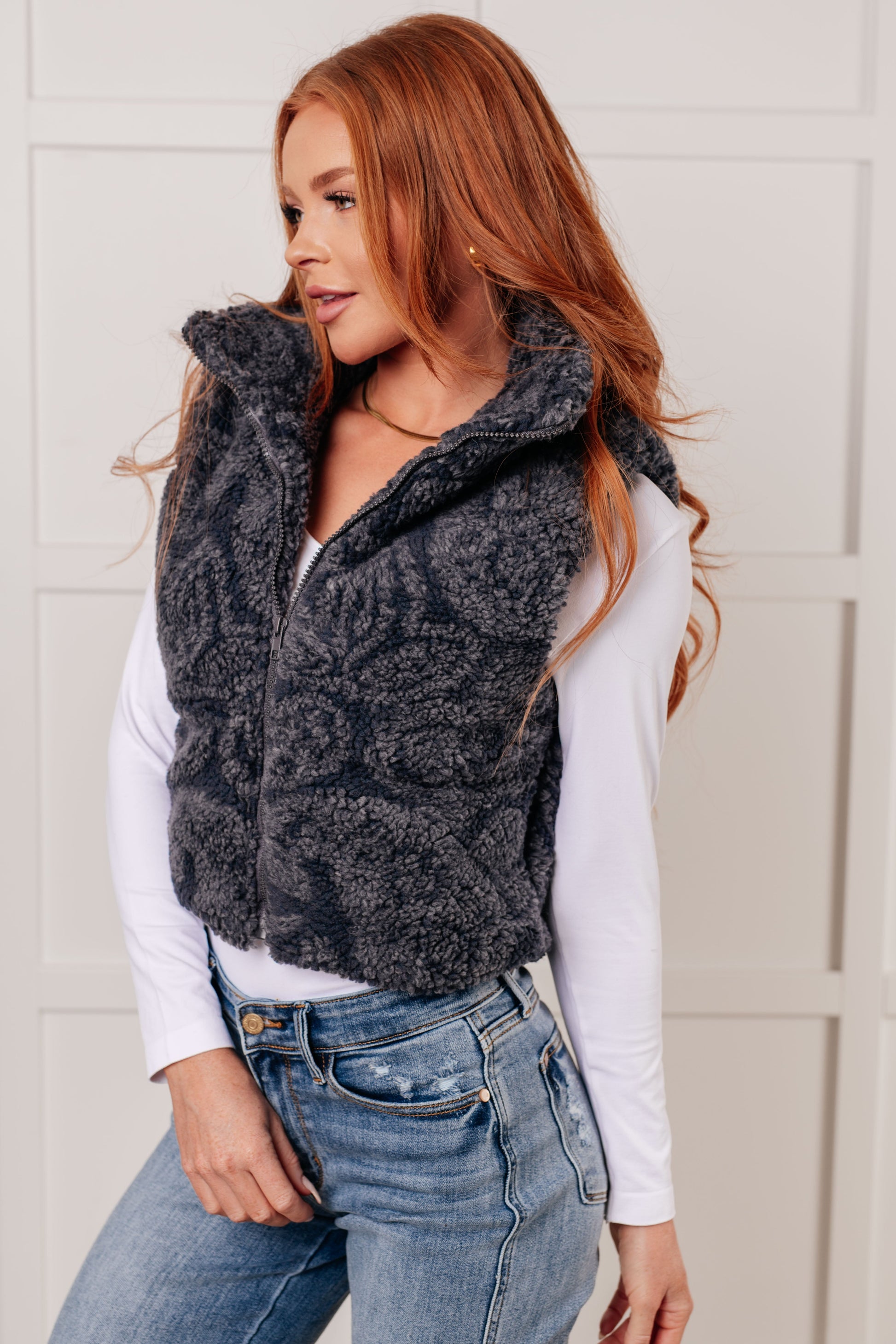 Just One More Layer Paisley Sherpa Print Vest Ave Shops