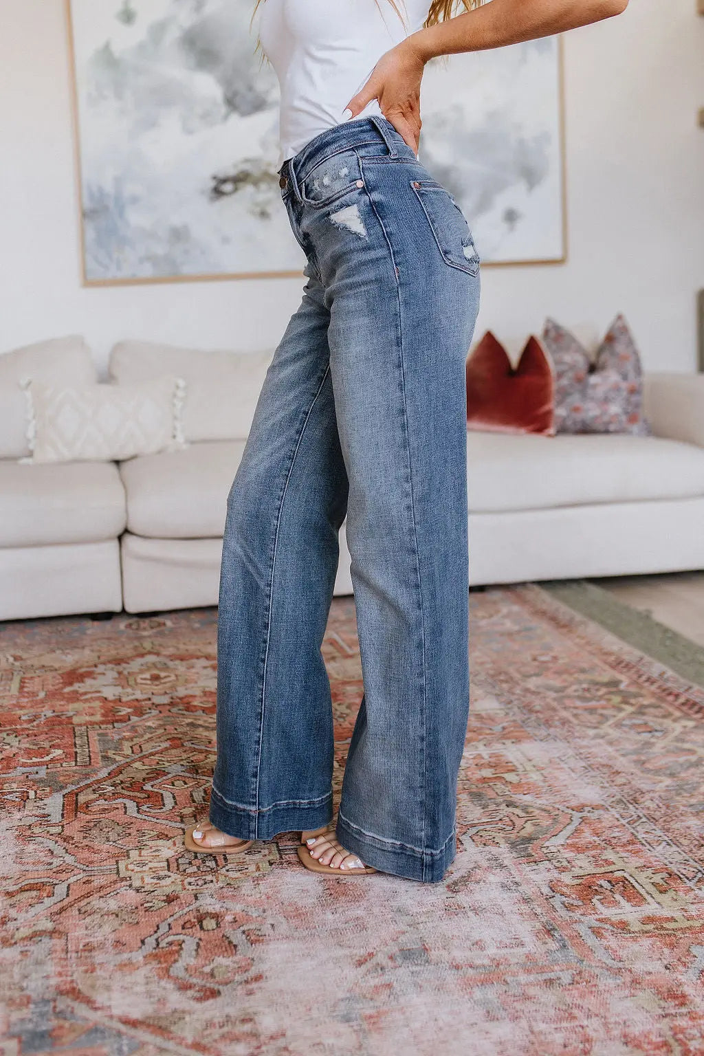 Katrina High Waist Distressed Denim Trousers Ave Shops