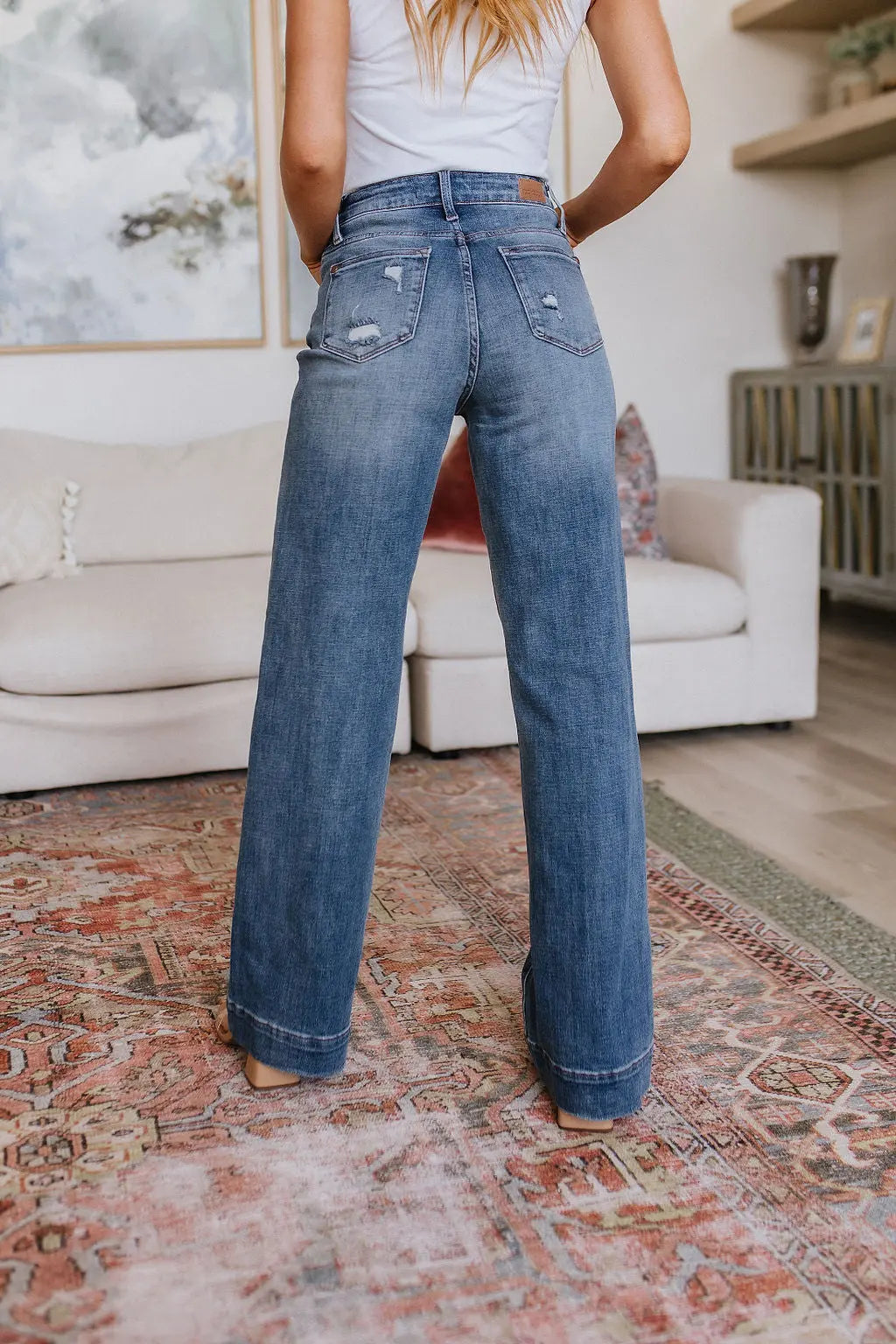 Katrina High Waist Distressed Denim Trousers Ave Shops