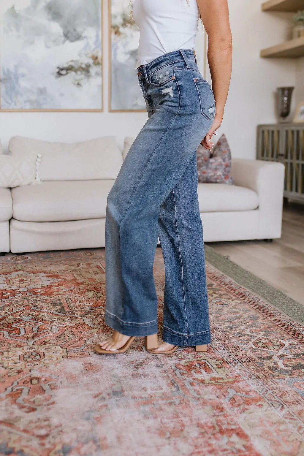 Katrina High Waist Distressed Denim Trousers Ave Shops