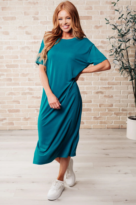 Keeping It Chill Drop Shoulder Maxi Dress in Teal Ave Shops