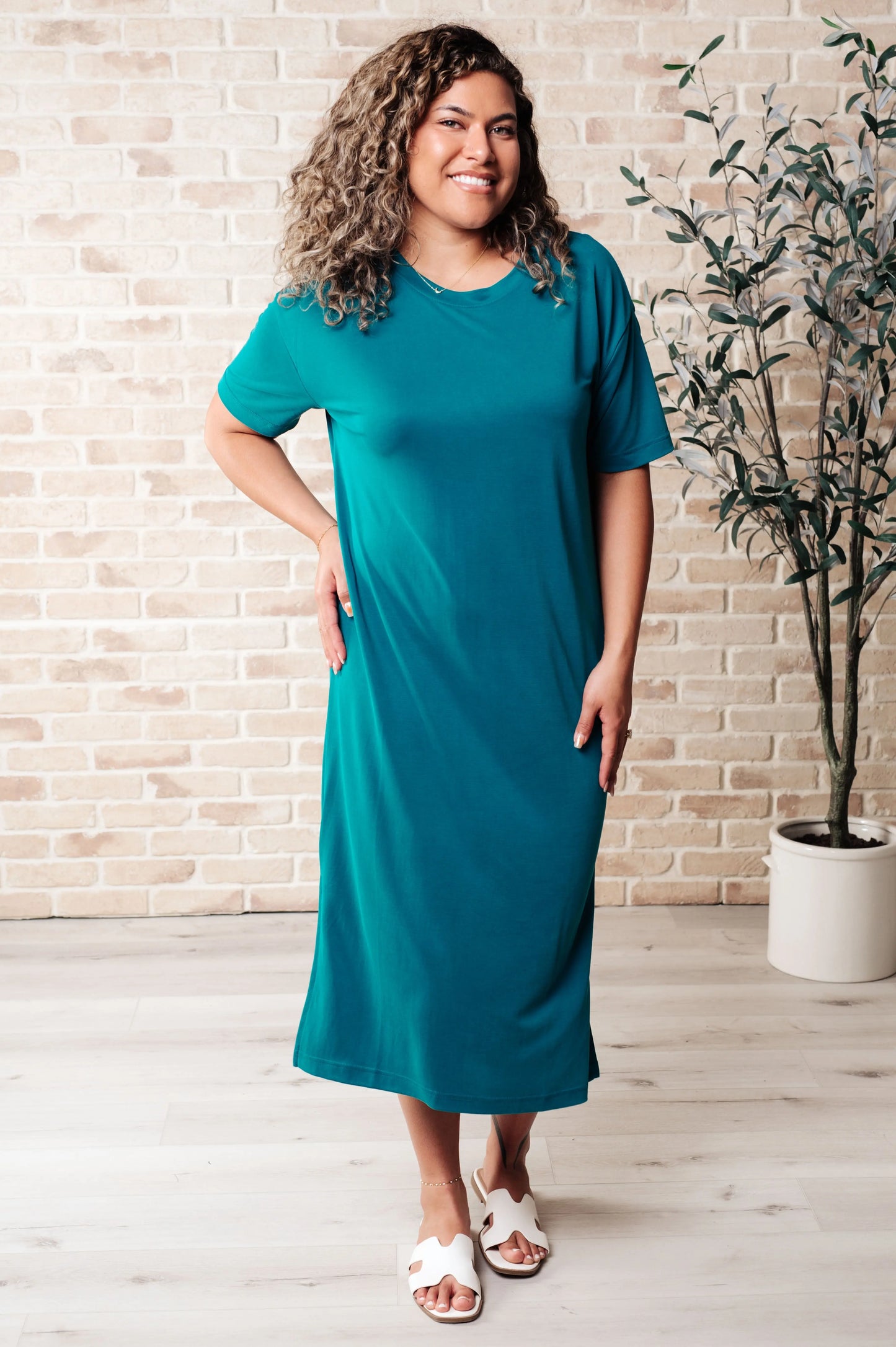 Keeping It Chill Drop Shoulder Maxi Dress in Teal Ave Shops