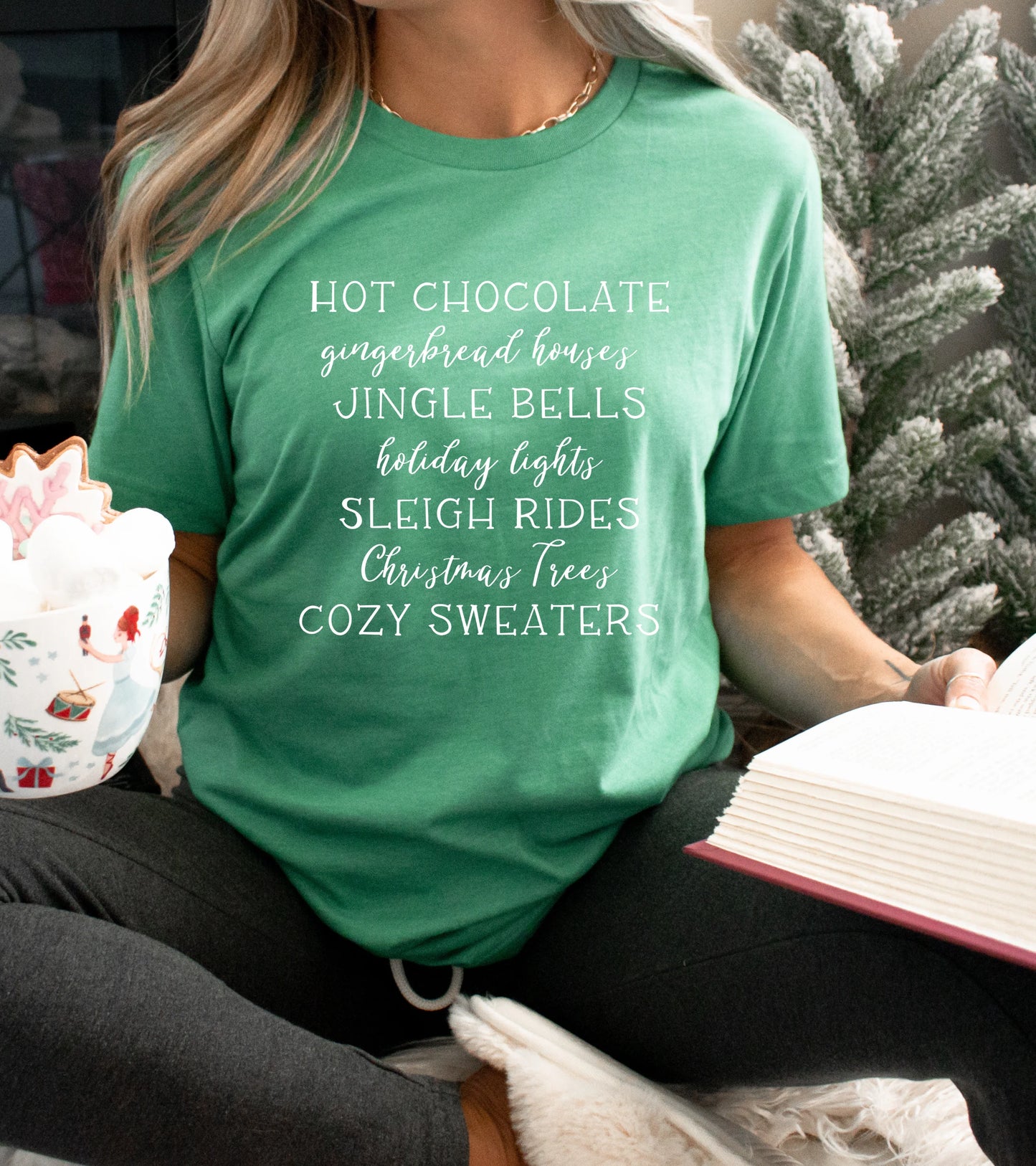 Kelly Green Christmas Words Tee The Magnolia Cottage Boutique