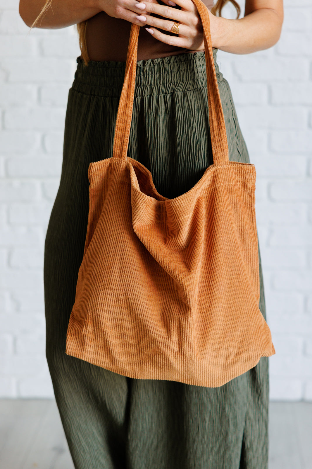 Last Minute Corduroy Tote in Brown Ave Shops