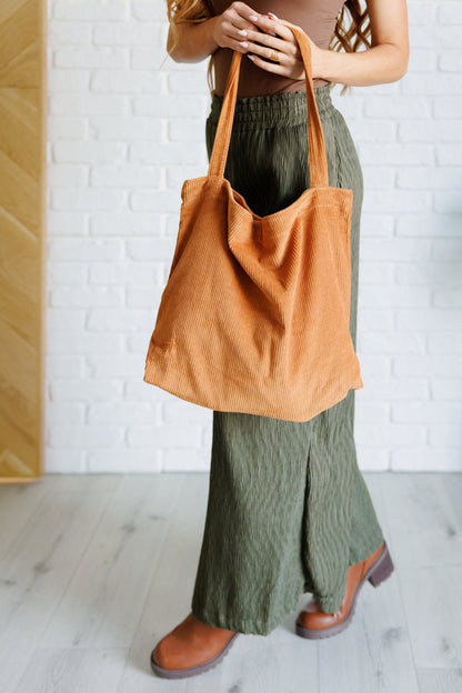 Last Minute Corduroy Tote in Brown Ave Shops