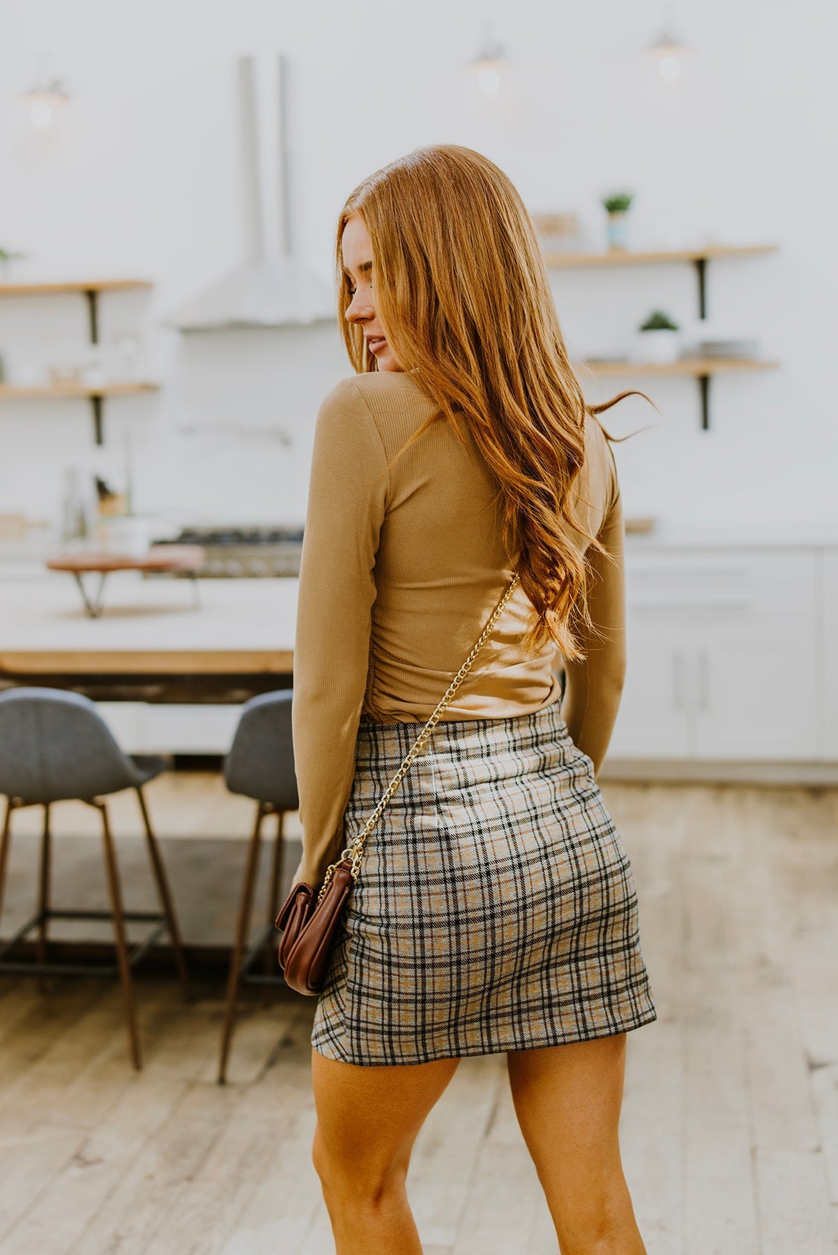 Hold Me Tight Ribbed Long Sleeve Top In Tan Ave Shops