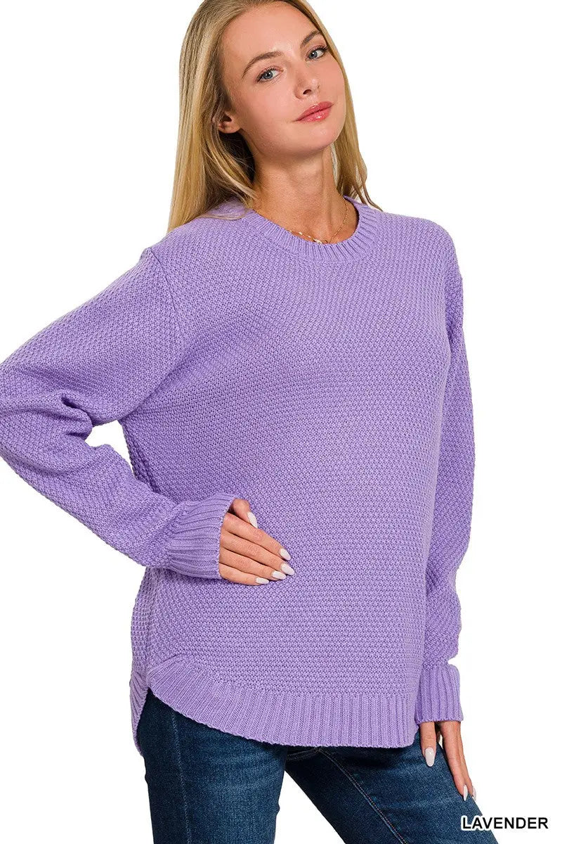 Lavender Round Neck Basic Sweater The Magnolia Cottage Boutique