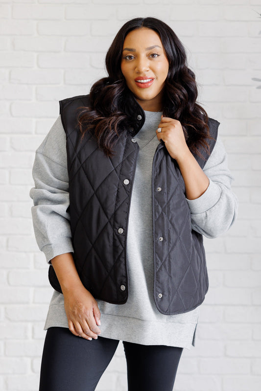 Layering Queen Quilted Puffer Vest in Black Ave Shops