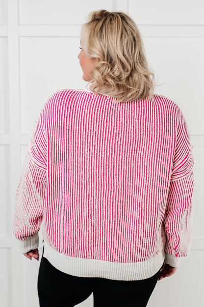 Least High Maintenance Contrast Trim Sweater in Pink Ave Shops