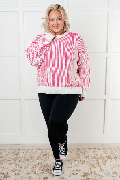 Least High Maintenance Contrast Trim Sweater in Pink Ave Shops