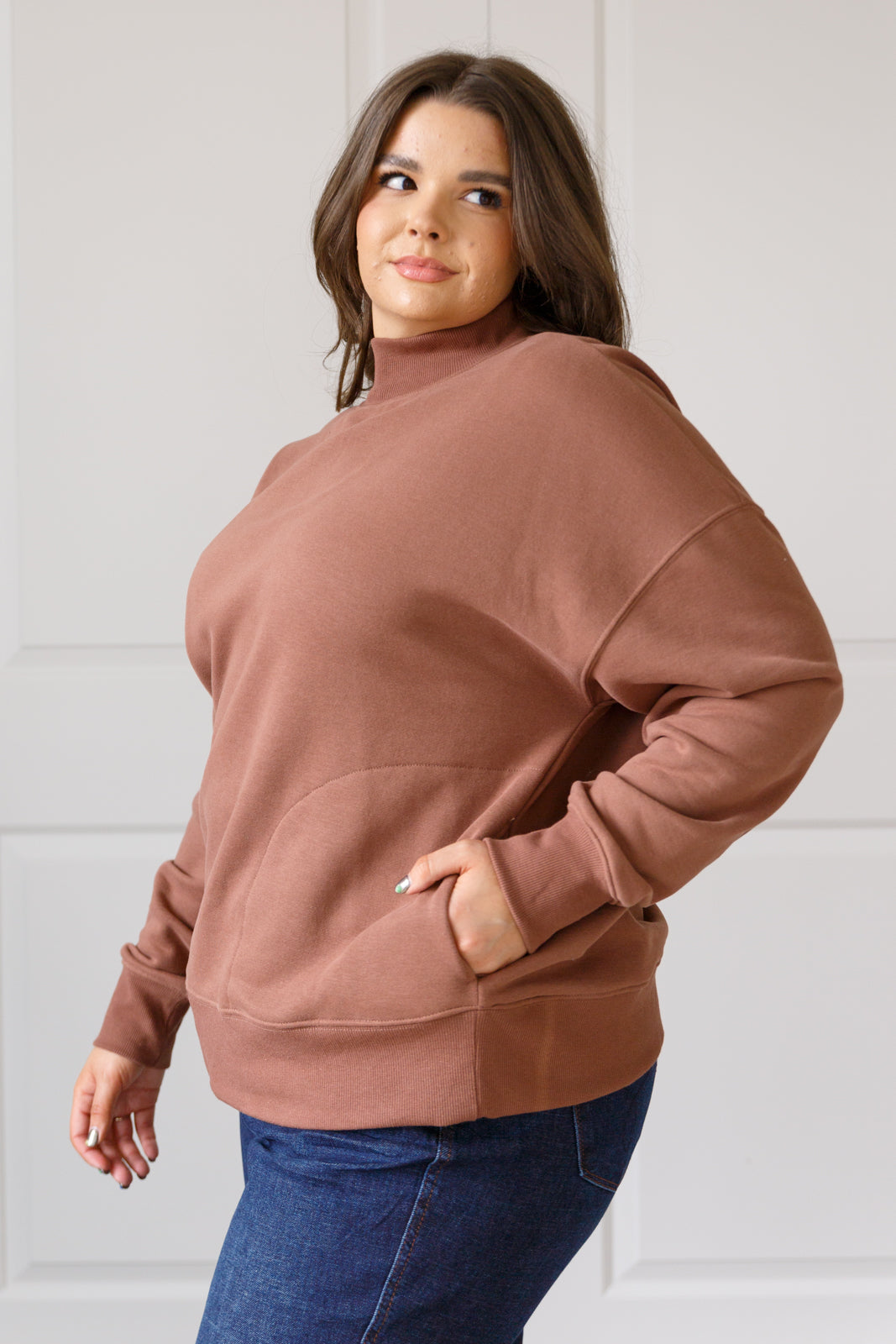 Make No Mistake Mock Neck Pullover in Cocoa Ave Shops