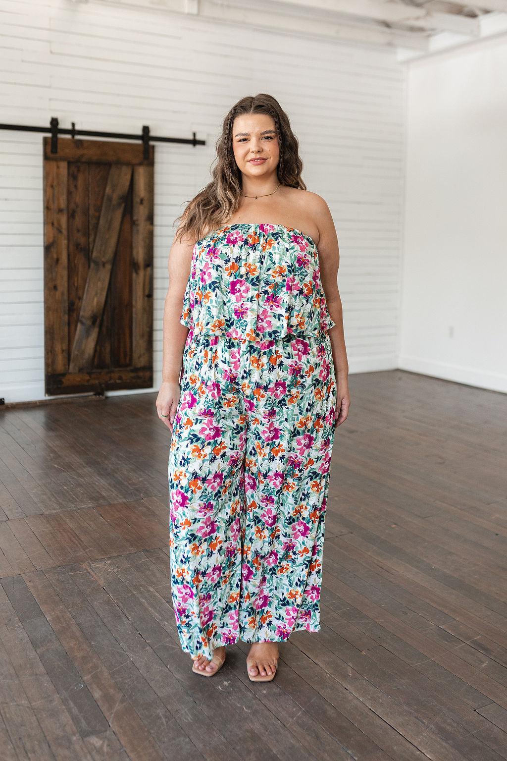 Life of the Party Floral Jumpsuit in Green Ave Shops